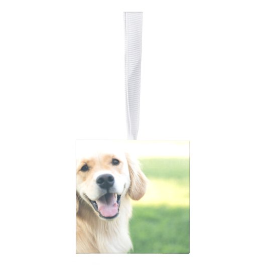 パーソナライズされたクリスマスバーク犬をテーマ キューブオーナメント (右)