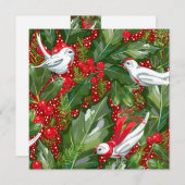 パーソナライズされたクリスマスバーズフラットホリデーカード シーズンカード (正面/裏面)