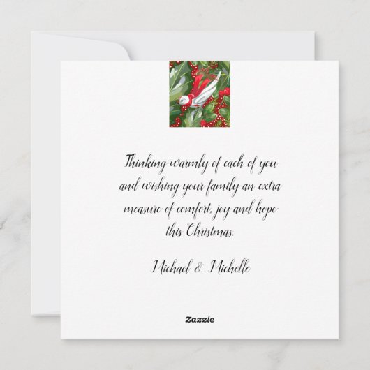 パーソナライズされたクリスマスバーズフラットホリデーカード シーズンカード (裏面)