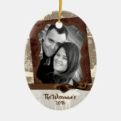 パーソナライズされたクリスマスバーラップディアフォトオーナメント セラミックオーナメント (正面)