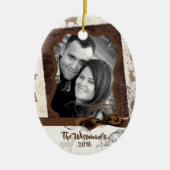 パーソナライズされたクリスマスバーラップディアフォトオーナメント セラミックオーナメント (正面)