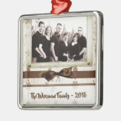 パーソナライズされたクリスマスバーラップディアフォトオーナメント メタルオーナメント (左)