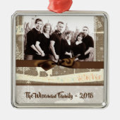 パーソナライズされたクリスマスバーラップディアフォトオーナメント メタルオーナメント (正面)