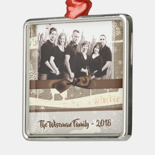 パーソナライズされたクリスマスバーラップディアフォトオーナメント メタルオーナメント (左)