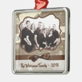 パーソナライズされたクリスマスバーラップディアフォトオーナメント メタルオーナメント (左)