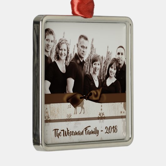 パーソナライズされたクリスマスバーラップディアフォトオーナメント メタルオーナメント (右)