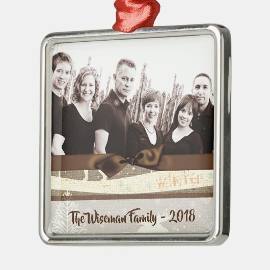 パーソナライズされたクリスマスバーラップディアフォトオーナメント メタルオーナメント (左)