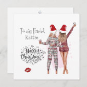 パーソナライズされたクリスマスパジャマ姉妹クリスマスカード 招待状 (正面/裏面)