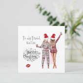 パーソナライズされたクリスマスパジャマ姉妹クリスマスカード 招待状 (スタンド正面)