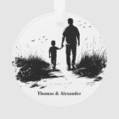 パーソナライズされたクリスマスパパ&ソン オーナメント (裏面)