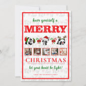 パーソナライズされたクリスマスパンドラ(PANDAS)ホリデーカード シーズンカード (正面)