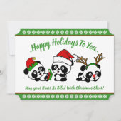 パーソナライズされたクリスマスパンドラ(PANDAS)ホリデーカード 招待状 (正面)