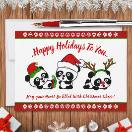 パーソナライズされたクリスマスパンドラ(PANDAS)ホリデーカード 招待状