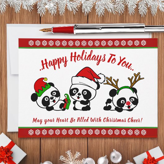 パーソナライズされたクリスマスパンドラ(PANDAS)ホリデーカード 招待状