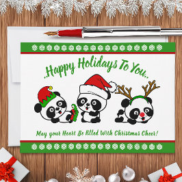 パーソナライズされたクリスマスパンドラ(PANDAS)ホリデーカード 招待状