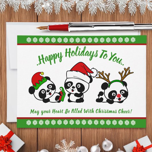 パーソナライズされたクリスマスパンドラ(PANDAS)ホリデーカード 招待状