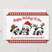 パーソナライズされたクリスマスパンドラ(PANDAS)ホリデーカード 招待状 (正面)