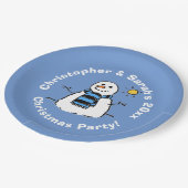 パーソナライズされたクリスマスパーティー雪だるま紙プレート ペーパープレート (アングル)