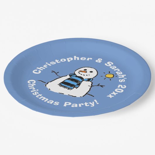 パーソナライズされたクリスマスパーティー雪だるま紙プレート ペーパープレート (アングル)