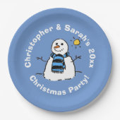 パーソナライズされたクリスマスパーティー雪だるま紙プレート ペーパープレート (正面)