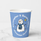 パーソナライズされたクリスマスパーティー雪だるま 紙コップ (裏面)