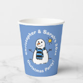 パーソナライズされたクリスマスパーティー雪だるま 紙コップ (正面)