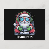 パーソナライズされたクリスマスビデオゲームサンタクリスマス シーズンポストカード (正面)