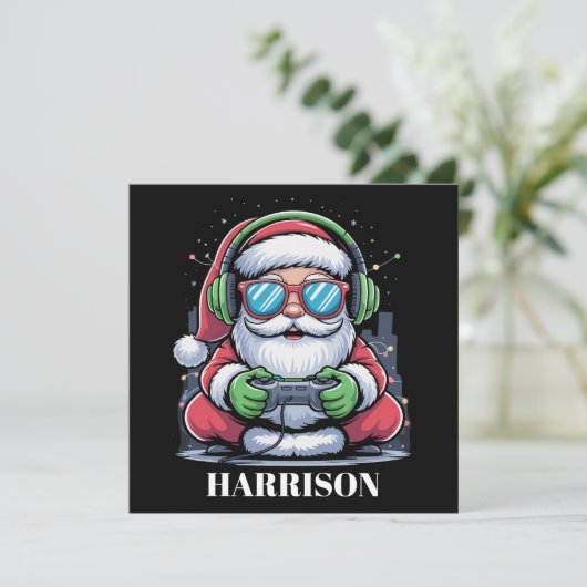 パーソナライズされたクリスマスビデオゲームサンタXmas シーズンカード (スタンド正面)