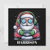 パーソナライズされたクリスマスビデオゲームサンタXmas シーズンカード (正面)