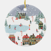 パーソナライズされたクリスマスビレッジシーンオーナメント セラミックオーナメント (裏面)