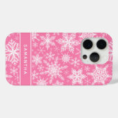 パーソナライズされたクリスマスピンクと白の雪片 Case-Mate iPhoneケース (裏面 (横))