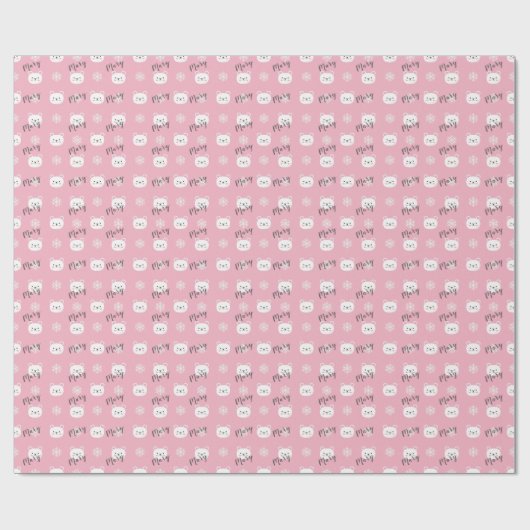 パーソナライズされたクリスマスピンクポーラーベアーガール ラッピングペーパー (フラット)