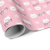 パーソナライズされたクリスマスピンクポーラーベアーガール ラッピングペーパー (ロールコーナー)