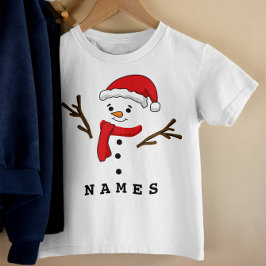 パーソナライズされたクリスマスフェスティバルおもしろい雪だるま トドラーTシャツ