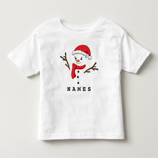 パーソナライズされたクリスマスフェスティバルおもしろい雪だるま トドラーTシャツ (正面)