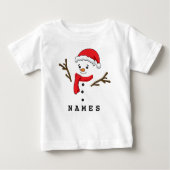パーソナライズされたクリスマスフェスティバルおもしろい雪だるま ベビーTシャツ (正面)