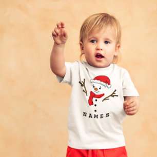 パーソナライズされたクリスマスフェスティバルおもしろい雪だるま ベビーTシャツ