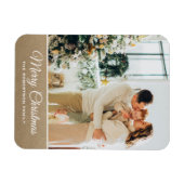 パーソナライズされたクリスマスフォトクラシック金ゴールドのスパークル マグネット (横)