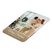 パーソナライズされたクリスマスフォトクラシック金ゴールドのスパークル マグネット (左側)