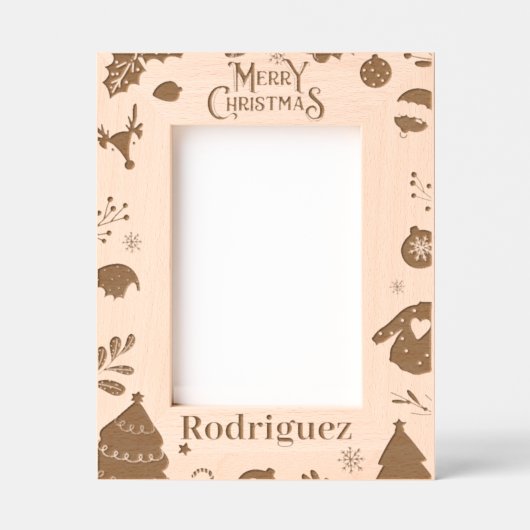パーソナライズされたクリスマスフォトフレーム レーザー彫刻フレーム (正面)
