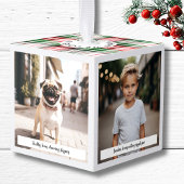 パーソナライズされたクリスマスフォトラブ引用文ファームハウス キューブオーナメント