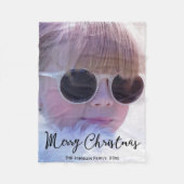 パーソナライズされたクリスマスフリースブランケットの写真の追加 フリースブランケット (正面)