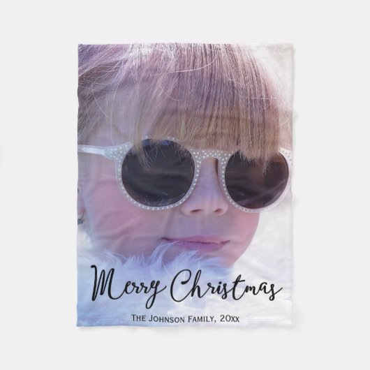 パーソナライズされたクリスマスフリースブランケットの写真の追加 フリースブランケット (正面)