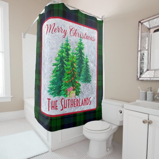 パーソナライズされたクリスマスブラックウォッチタータンチェック シャワーカーテン (インサイチュ)