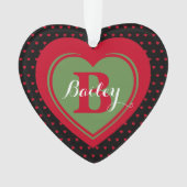 パーソナライズされたクリスマスブラック、レッド&グリーンのキープサケ オーナメント (正面)