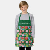パーソナライズされたクリスマスプレゼント全周プリントエプロン エプロン (着用した状態)