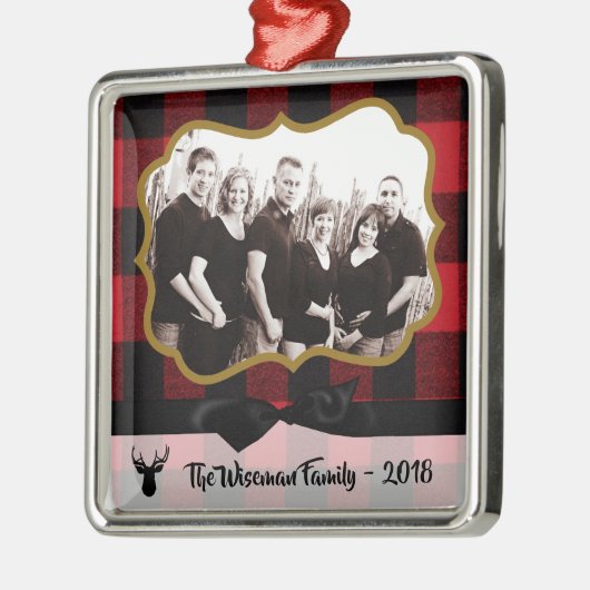 パーソナライズされたクリスマスプレッドディアフォトオーナメント メタルオーナメント (左)