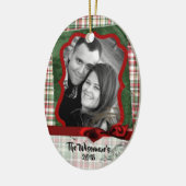 パーソナライズされたクリスマスプレッドベアPHOTOオーナメント セラミックオーナメント (左)