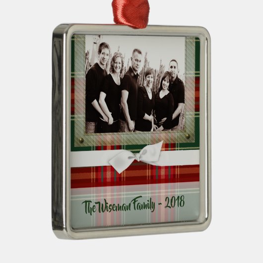 パーソナライズされたクリスマスプレドタータンチェック写真オーナメント メタルオーナメント (右)