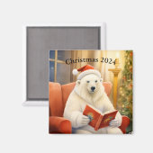 パーソナライズされたクリスマスベアーマグネット マグネット (正面/裏面)